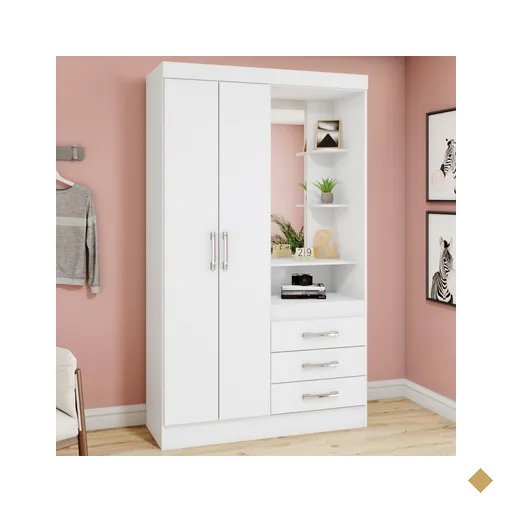 Guarda-roupa Solteiro Peter 2 Portas 3 Gavetas Flex Branco/rosa Chá - Bci…