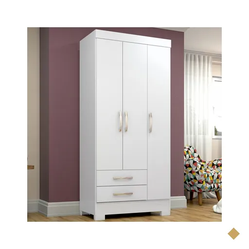 Guarda-roupa Solteiro 3 Portas 2 Gavetas Branco/rosa Chá Be16 - Briz