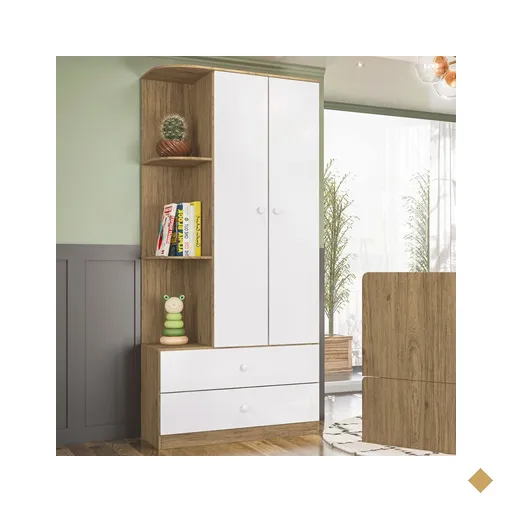 Guarda-roupa De Bebê Labirinto 2 Portas 2 Gavetas Rústico/branco - Henn