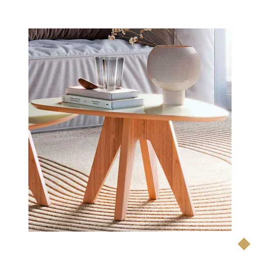 Mesa De Centro Orgânica 100% Mdf Off White/freijo Tb613 - Dalla Costa