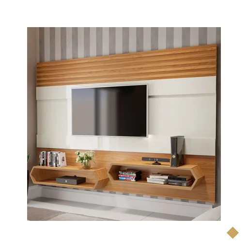 Painel Para Tv Até 65 Polegadas 2 Nichos Off White/freijó - Dalla Costa