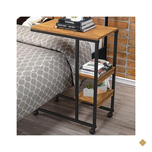 Mesa De Canto Fit 2 Prateleiras Preto/canela Rústico - Art Panta