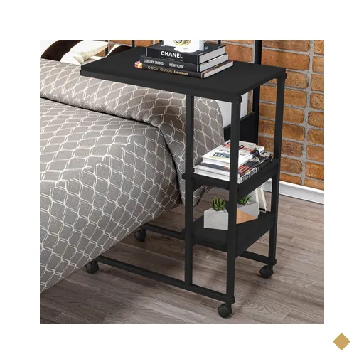Mesa De Canto Fit 2 Prateleiras Preto - Art Panta