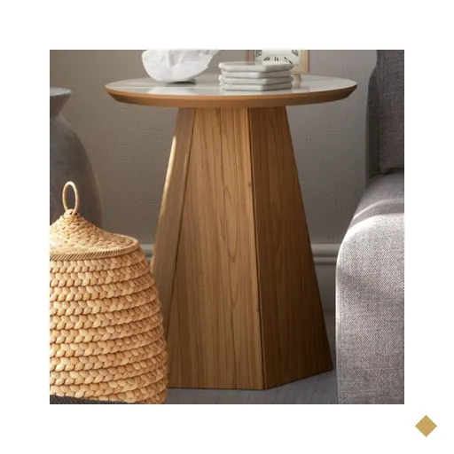 Mesa De Canto 50cm 100% Mdf Off White/freijo Tb606 - Dalla Costa