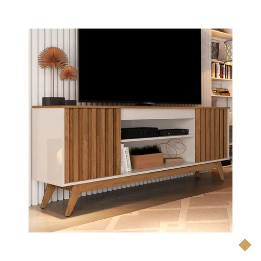 Rack Para Tv Até 60 Polegadas Malibu Wood Retrô 2 Portas 1 Prateleira Off…