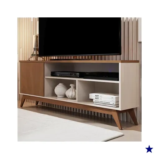 Rack Para Tv Até 50 Polegadas Malbec Wood 1 Porta Off White/freijo - Giga…