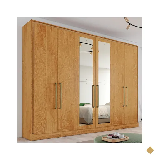Guarda-roupa Casal Argos 6 Portas 6 Gavetas Espelhado 100% Mdf Peroba -…