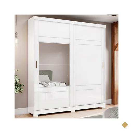 Guarda-roupa Casal Turin 2 Portas 3 Gavetas Flex Com Espelho Branco/rosa Chá -…
