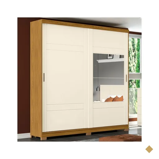 Guarda-roupa Casal Turin 2 Portas 3 Gavetas Com Espelho Nature/off White - Henn