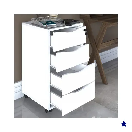 Gaveteiro Com Rodízios Bit 4 Gavetas Com Chave Branco - Artany