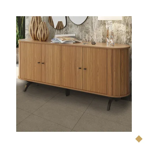 Balcão Buffet 4 Portas 1 Prateleira 100% Mdf Freijo/preto Fosco Tb296 - Dalla…