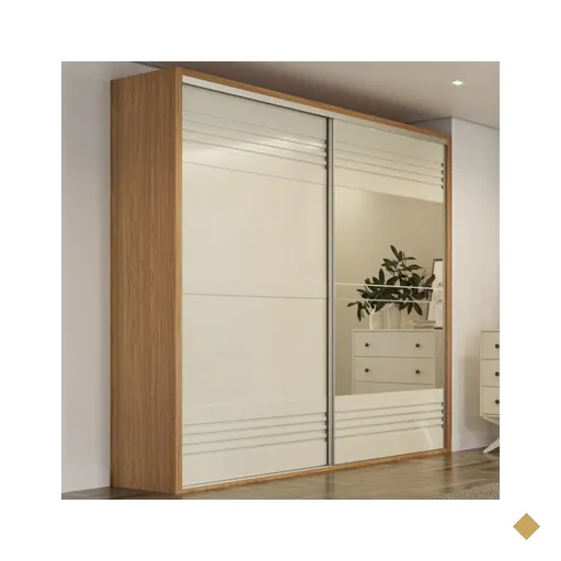 Guarda-roupa Casal 2 Portas 2 Gavetas Com Espelho 100% Mdf Freijo/off White…