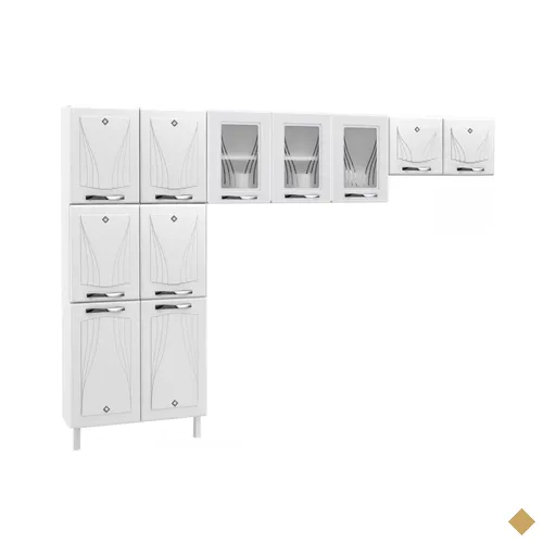 Cozinha Compacta Star New 11 Portas Com Vidro Branco - Telasul