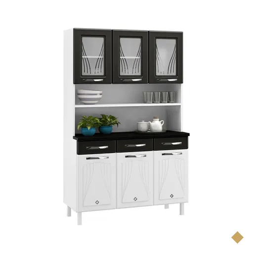 Cozinha Compacta Star New 6 Portas 3 Gavetas Branco/preto - Telasul