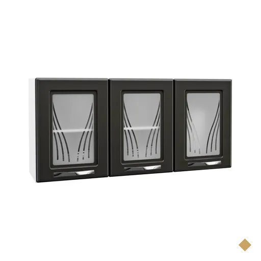 Armário Aéreo Cozinha Star New 3 Portas Com Vidro Branco/preto - Telasul