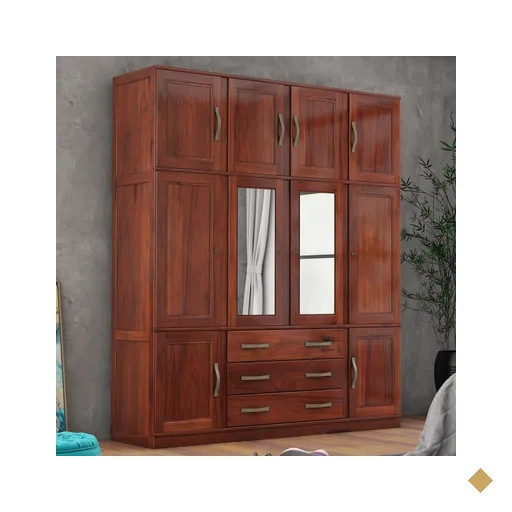 Guarda-roupa Casal Paris 10 Portas 3 Gavetas Com Espelho Madeira Maciça Mogano…