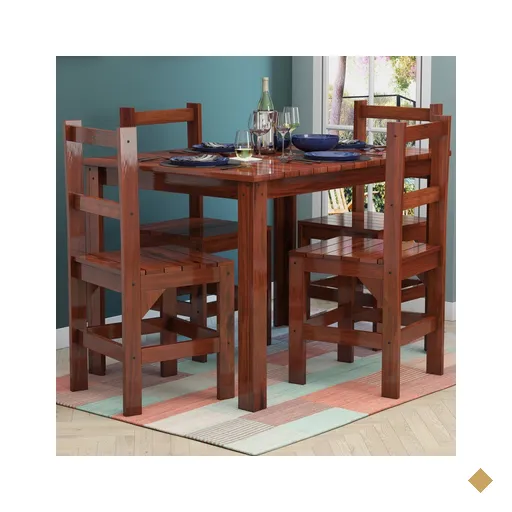 Mesa De Jantar 4 Lugares Paris Madeira Maciça Mogano - Lanes