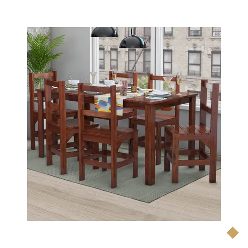 Mesa De Jantar 6 Lugares Paris Madeira Maciça Mogano - Lanes