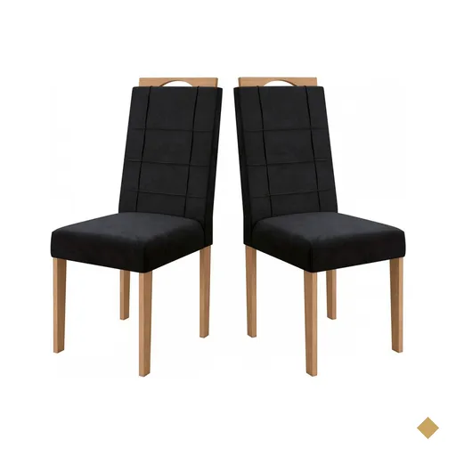 Cadeiras Kit 2 Cadeiras Cad150ea Veludo Preto - Kappesberg