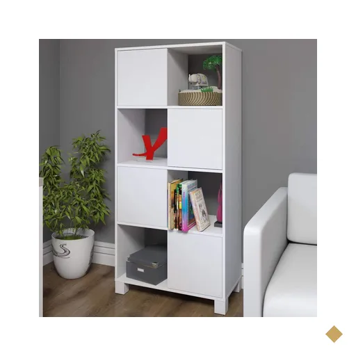 Armário Para Escritório Wally 4 Portas 4 Nichos Branco - Artany
