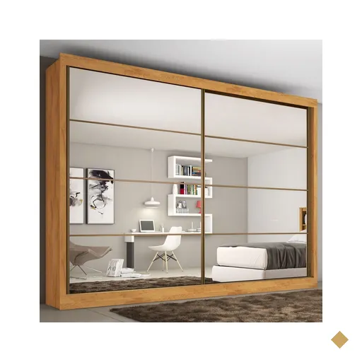 Guarda-roupa Casal Sevilha Plus 2 Portas 6 Gavetas Espelhado Peroba/off White -…
