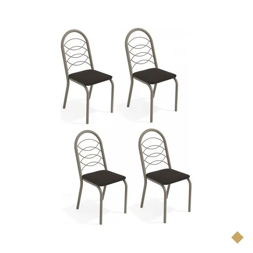Cadeiras Kit 4 Cadeiras Holanda Nickel Preto - Kappesberg