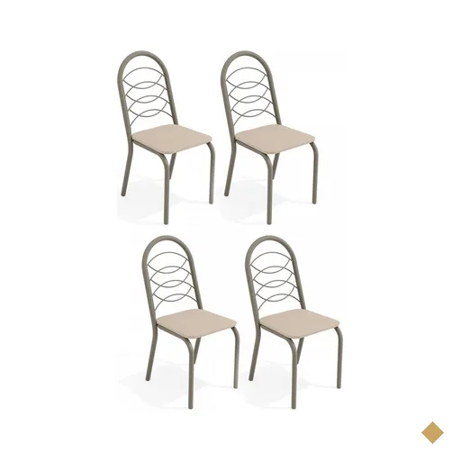 Cadeiras Kit 4 Cadeiras Holanda Nickel Nude - Kappesberg