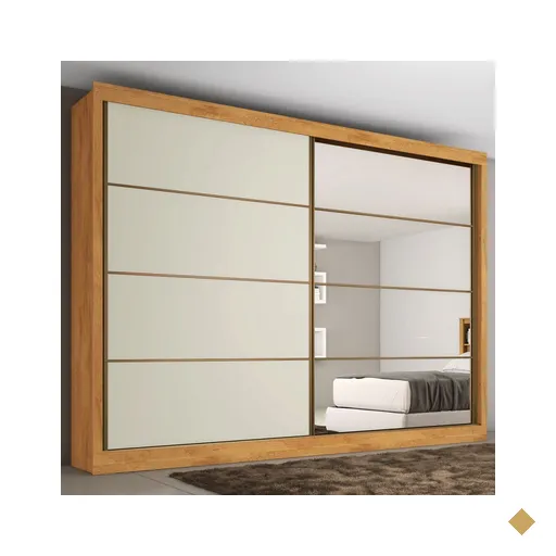 Guarda-roupa Casal Sevilha 2 Portas 6 Gavetas Espelhado Flex Peroba/off White -…