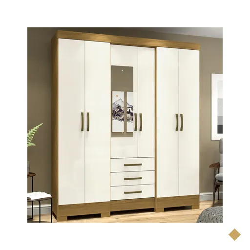 Guarda-roupa Casal 6 Portas 3 Gavetas Nature/off White B23 - Briz