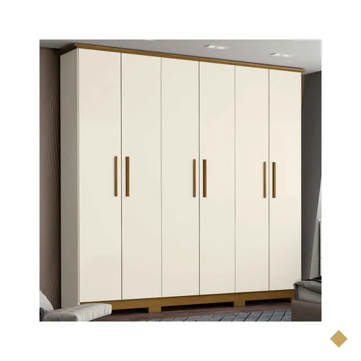 Guarda-roupa Casal Cover 6 Portas 3 Gavetas Off White/nature - Henn