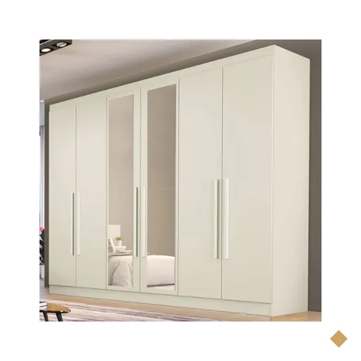 Guarda-roupa Casal Oslo 6 Portas 4 Gavetas 100% Mdf Com Espelho Off White -…