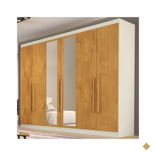 Guarda-roupa Casal Oslo 6 Portas 4 Gavetas 100% Mdf Com Espelho Off…