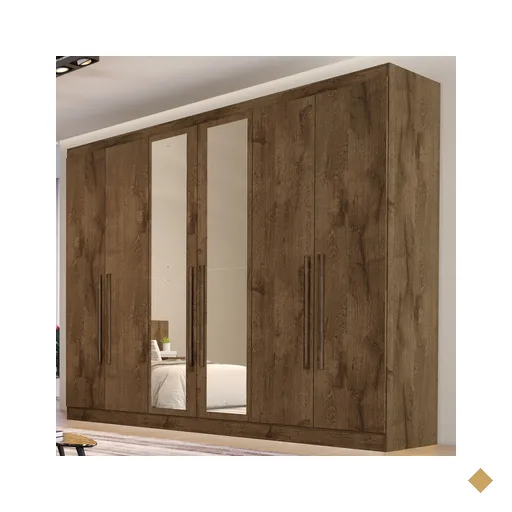 Guarda-roupa Casal Oslo 6 Portas 4 Gavetas 100% Mdf Com Espelho Brauna -…