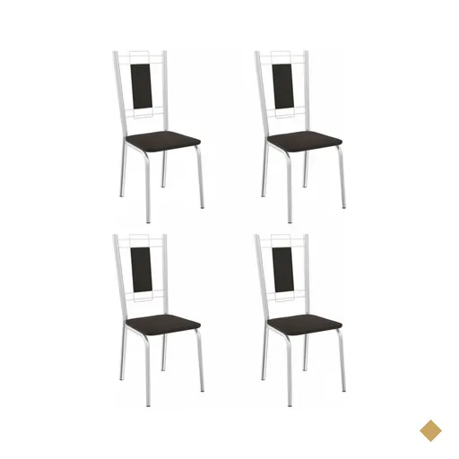 Cadeiras Kit 4 Cadeiras Florença Cromada Preto - Kappesberg