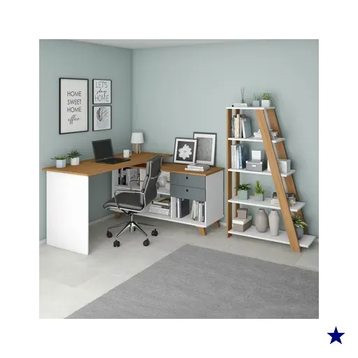 Escritório Completo Home Office 2 Gavetas Freijo/grafito/branco - Artany…