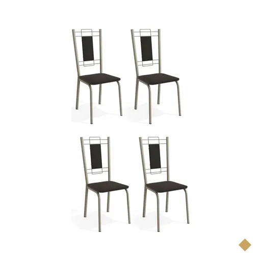 Cadeiras Kit 4 Cadeiras Florença Nickel Preto - Kappesberg