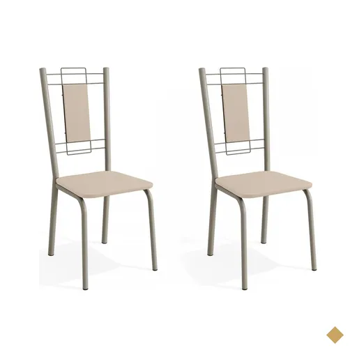 Cadeiras Kit 2 Cadeiras Florença Nickel Nude - Kappesberg