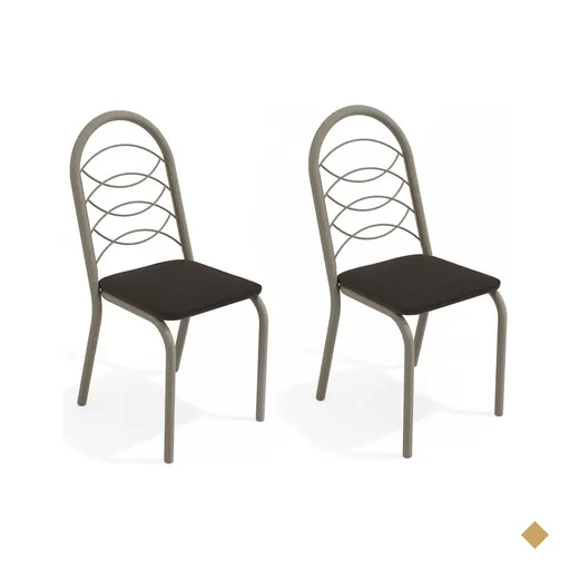 Cadeiras Kit 2 Cadeiras Holanda Nickel Preto - Kappesberg