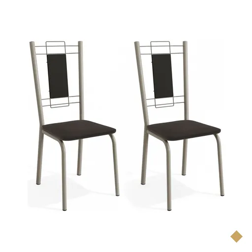 Cadeiras Kit 2 Cadeiras Florença Nickel Preto - Kappesberg