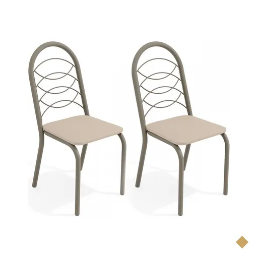 Cadeiras Kit 2 Cadeiras Holanda Nickel Nude - Kappesberg