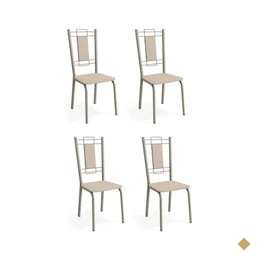 Cadeiras Kit 4 Cadeiras Florença Nickel Nude - Kappesberg