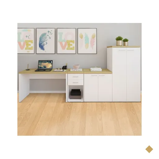 Escritório Completo 4 Portas 2 Gavetas Olmo/branco - Artany Móveis