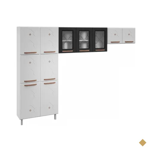 Cozinha De Aço Compacta Mirage New 11 Portas 6 Prateleiras Branco/preto -…