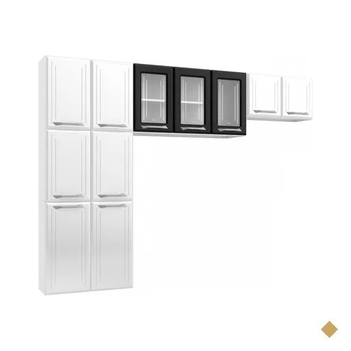 Cozinha De Aço Compacta Topázio 11 Portas 6 Prateleiras Branco/preto - Telasul