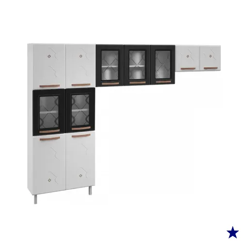 Cozinha De Aço Compacta Mirage New 11 Portas 6 Prateleiras Com Vidro…
