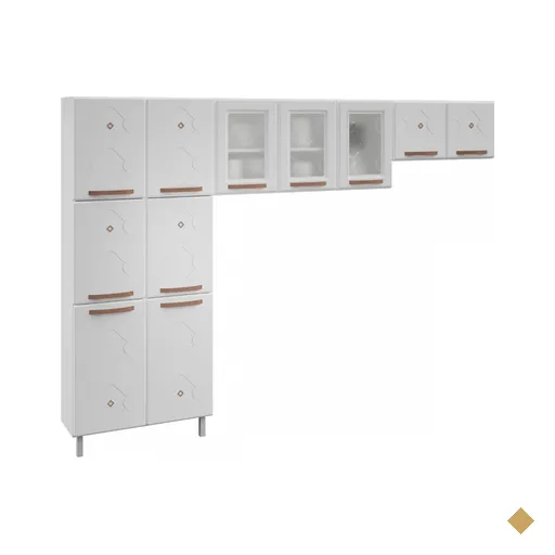 Cozinha De Aço Compacta Mirage New 11 Portas 6 Prateleiras Branco - Telasul