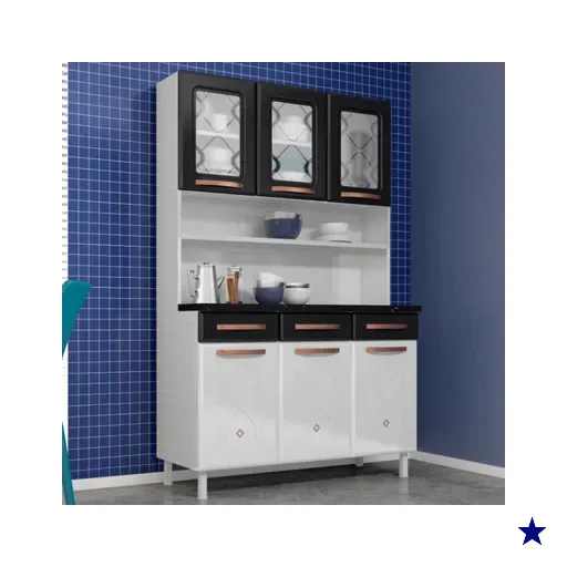 Cozinha De Aço Compacta Mirage New 6 Portas 3 Gavetas Branco/preto - Telasul