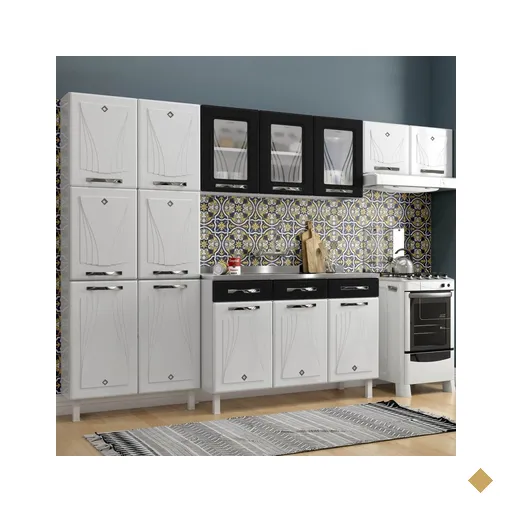 Cozinha De Aço Completa Star New 14 Portas 2 Gavetas Branco/preto - Telasul