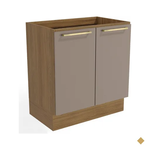 Balcão De Cozinha Botanic 2 Portas Nogueira/fendi Fosco - Kappesberg