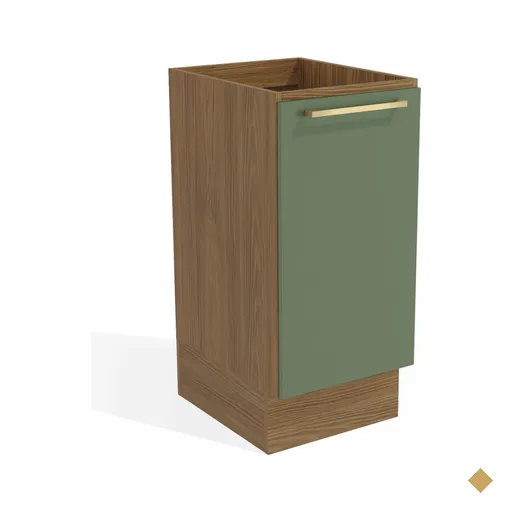 Balcão De Cozinha Botanic 1 Porta Nogueira Fosco/verde Oliva - Kappesberg